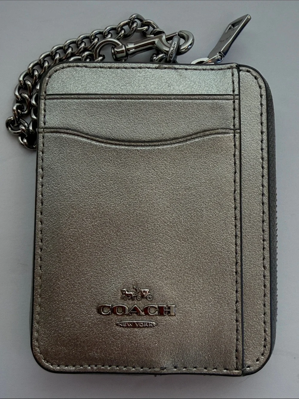 COACH Silver Card Case Phone Accessory with Chain